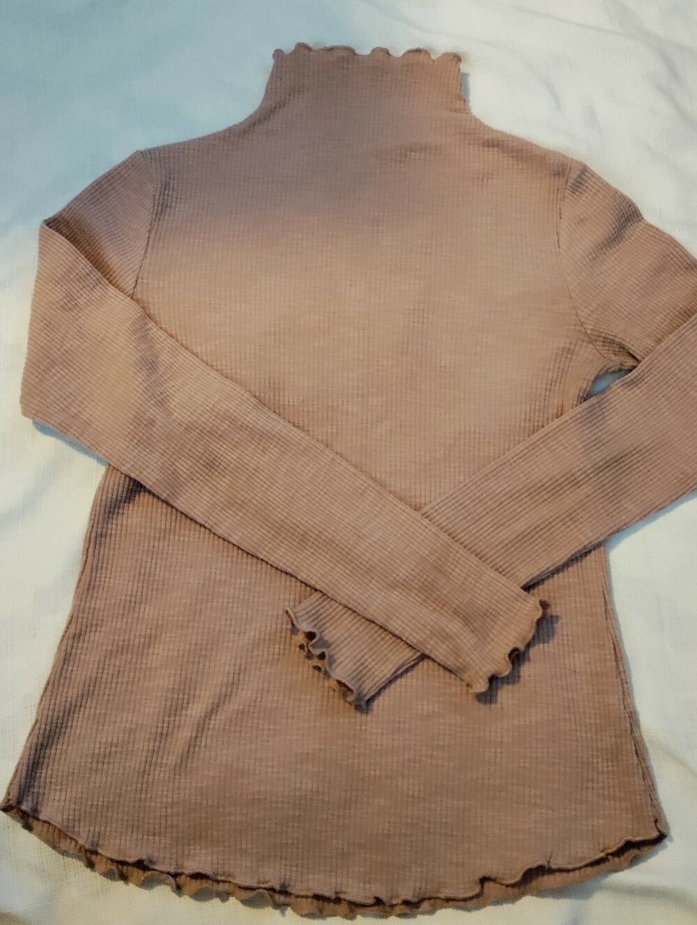 Wishlist Ribbed Long Sleeve Mock Neck Top in Mauve Pink